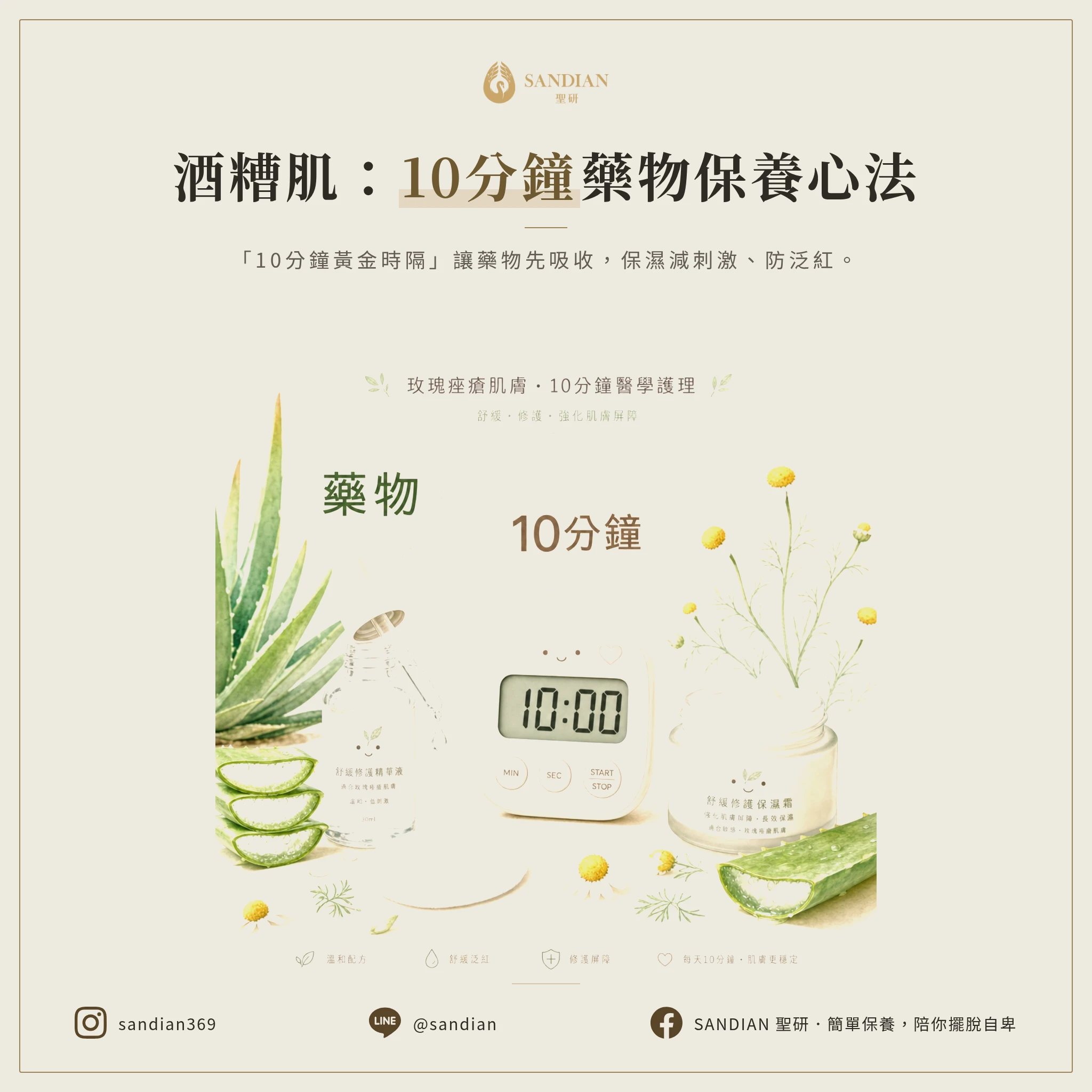 藥物與保養品的「10 分鐘黃金時隔」：酒糟性皮膚炎保養品與藥物如何搭配