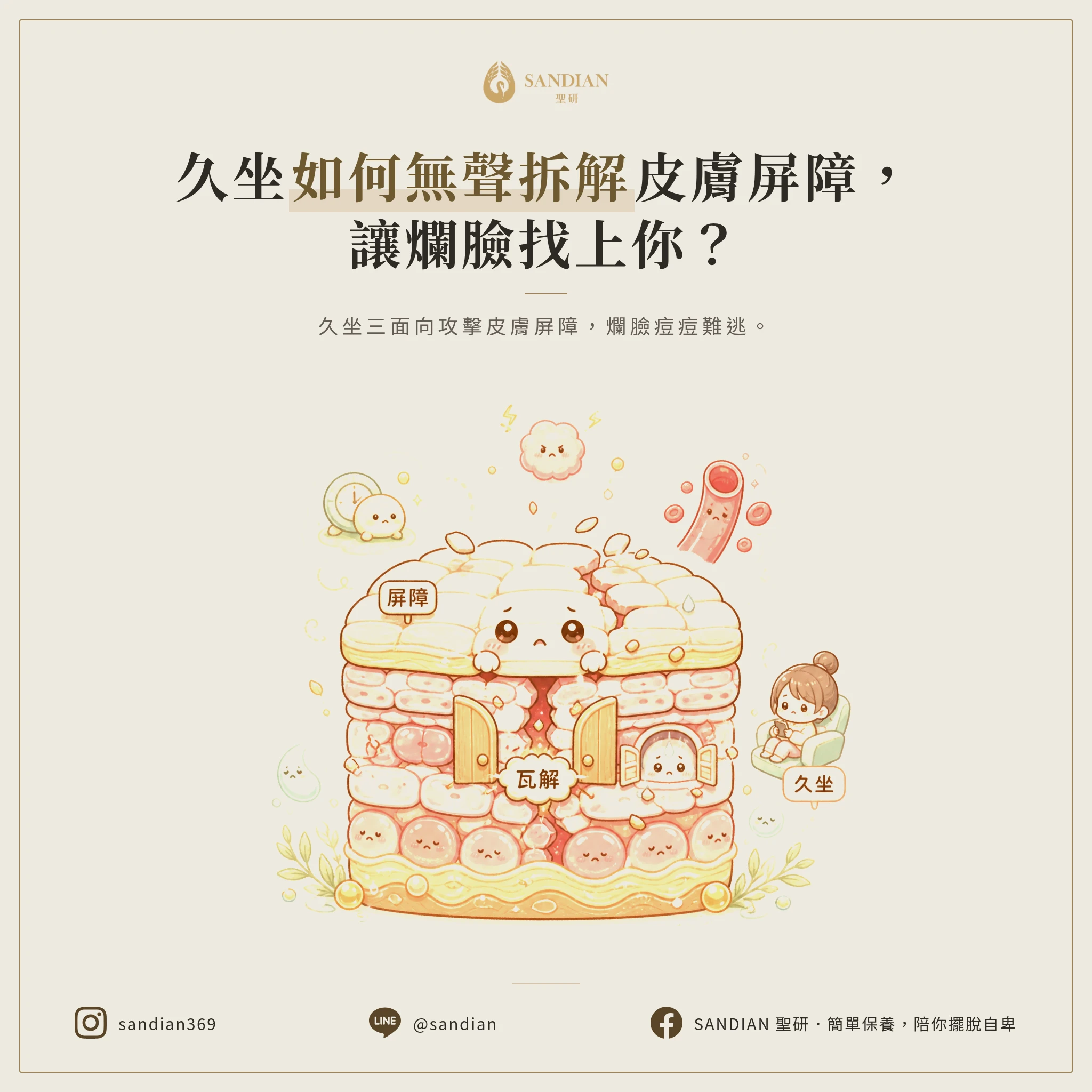 二、久坐怎麼一步步把你的皮膚屏障拆掉