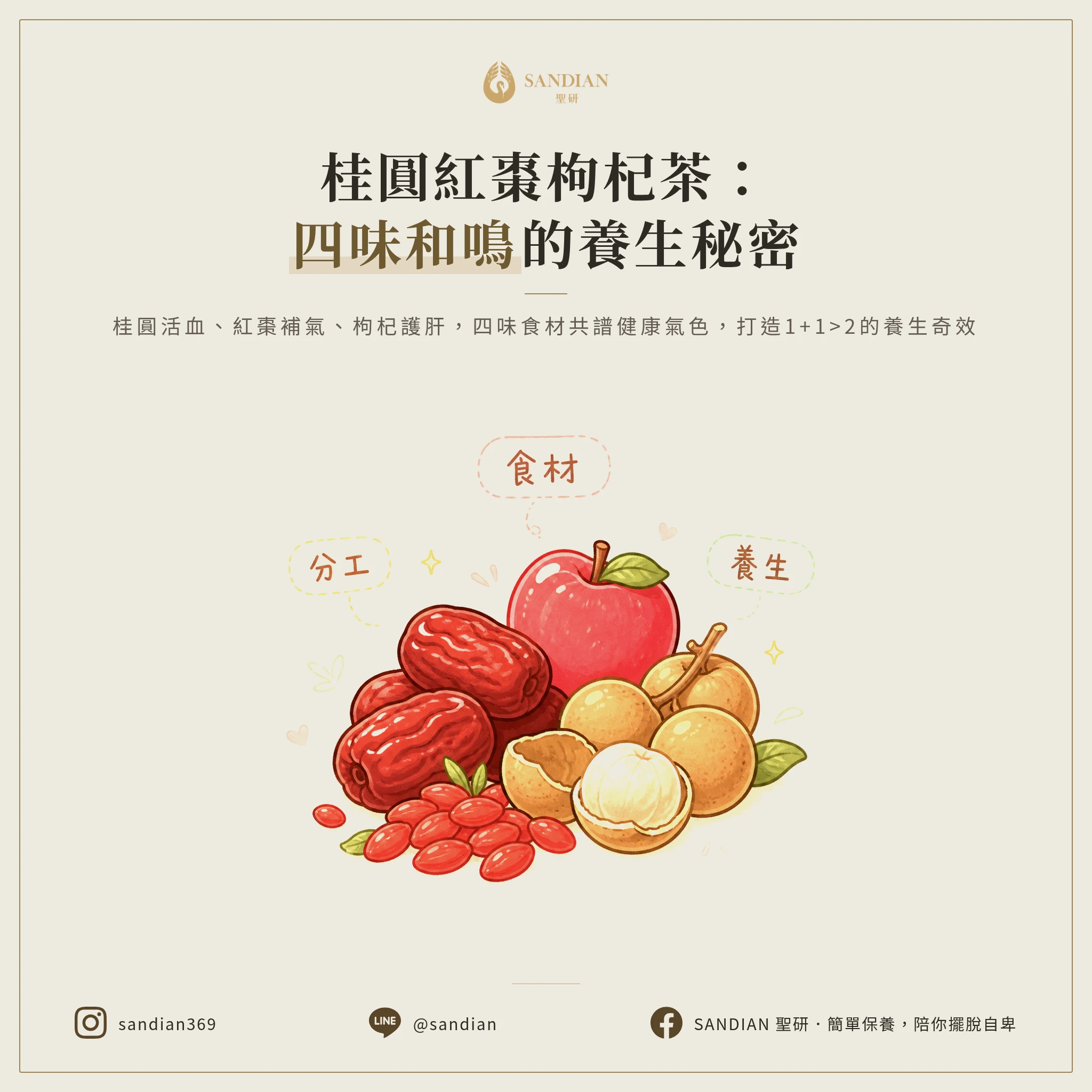 二、桂圓紅棗枸杞茶為什麼有效?四種食材的黃金分工