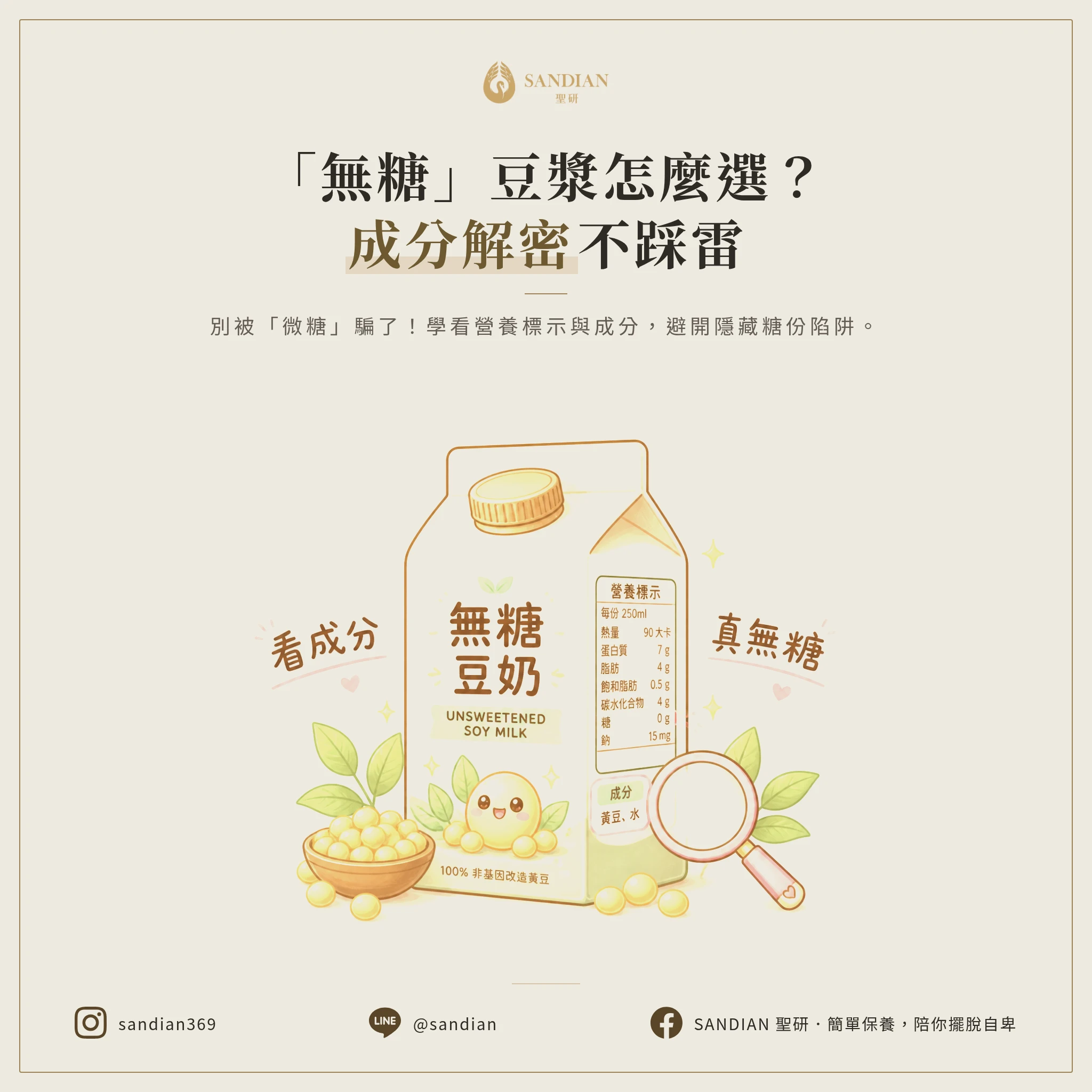 二、無糖豆漿怎麼挑？成分表這樣看才不踩雷