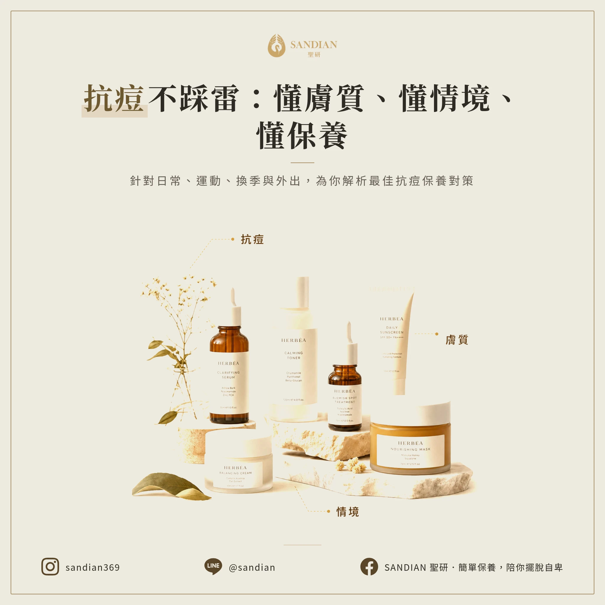 抗痘保養品推薦:不同膚質與情境怎麼選?