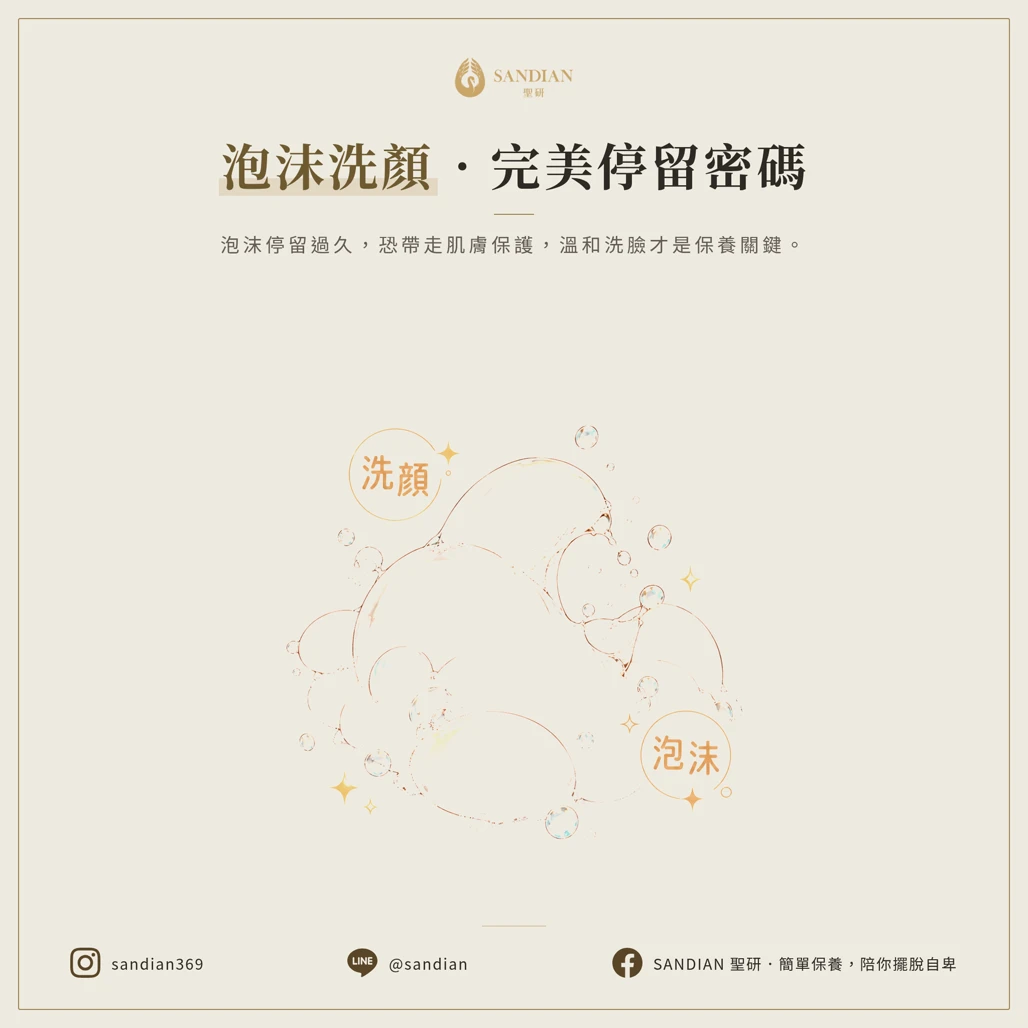 洗臉泡沫停留時間示意