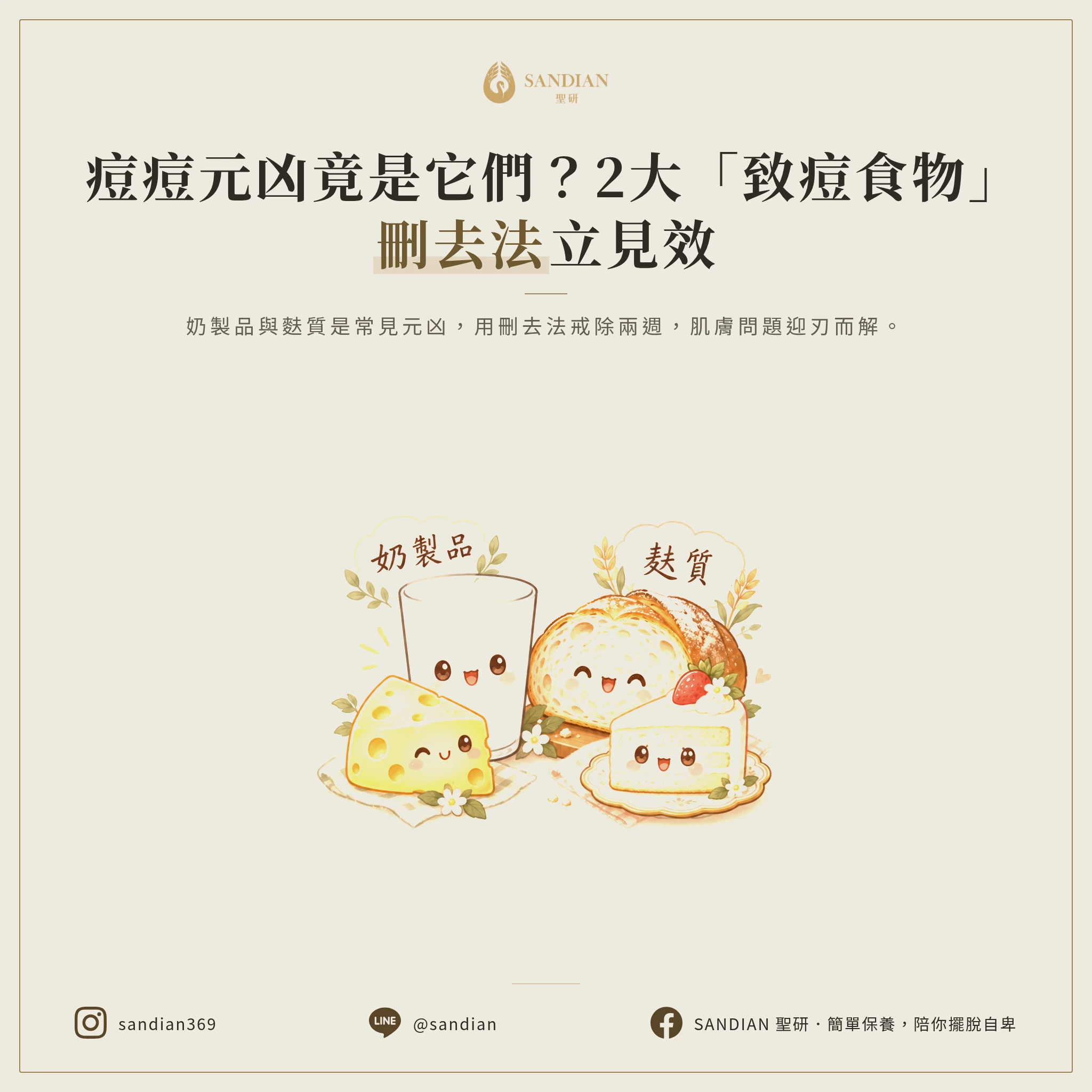 二、2 個致痘食物類型:用刪去法找出兇手