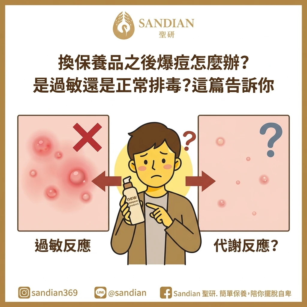 換保養品之後爆痘怎麼辦？是過敏還是正常排毒？這篇告訴你怎麼判斷