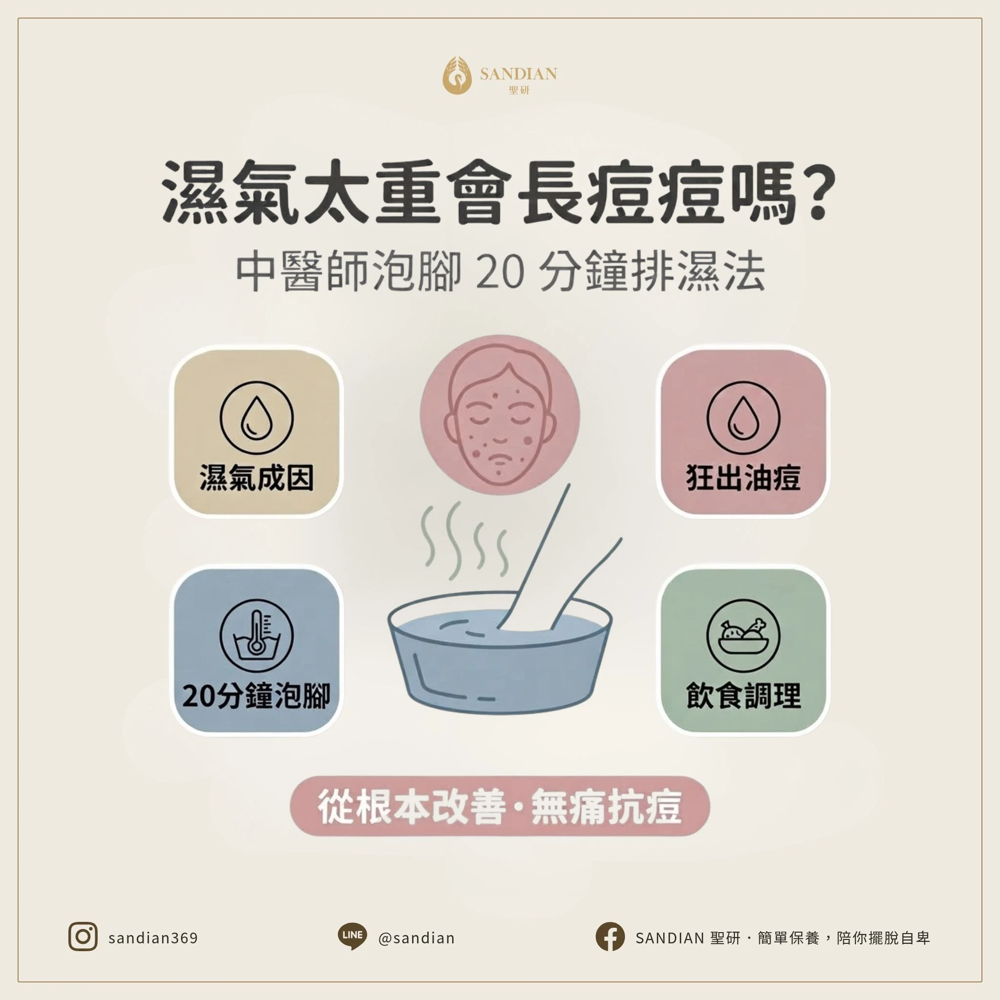 濕氣太重會長痘痘嗎？中醫師泡腳20分鐘排濕法，無痛抗痘從根本做起