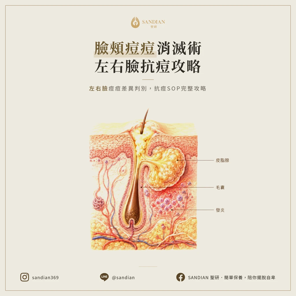臉頰長痘痘怎麼消?左右臉差異判別+抗痘 SOP 完整攻略