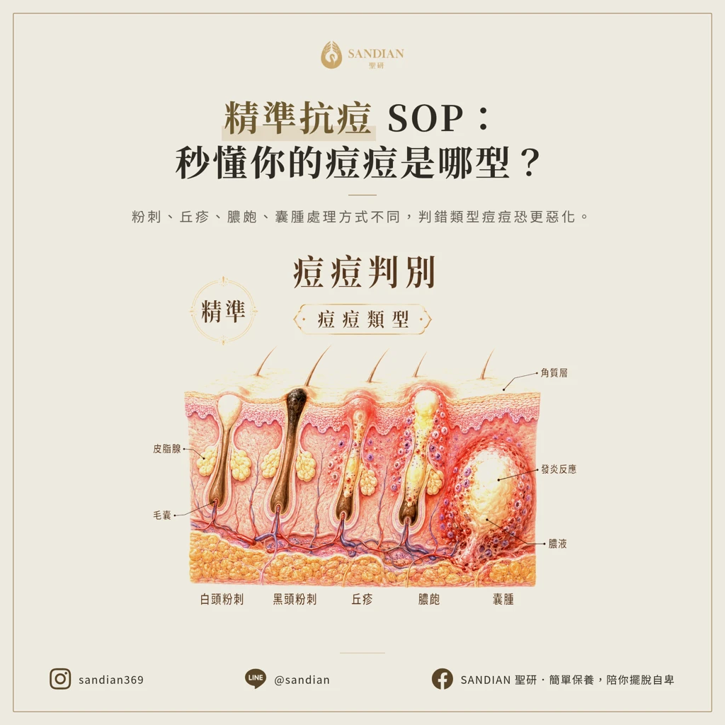 精準抗痘 SOP:第一步先判別痘痘類型