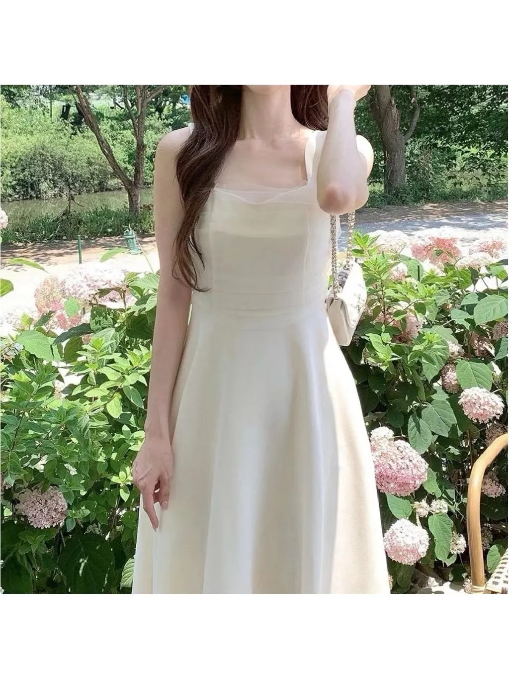 🇰🇷Chloe C. 韓國東大門服飾🇰🇷 eeyou 正韓拼接雪紡紡紗後綁帶無袖洋裝.登記結婚.婚禮禮服.約會宴會