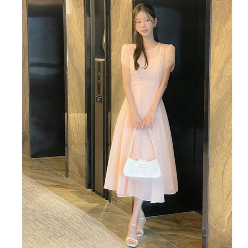 🇰🇷Chloe C. 韓國東大門服飾🇰🇷 eeyou 正韓紡紗兩層式短袖長洋裝
