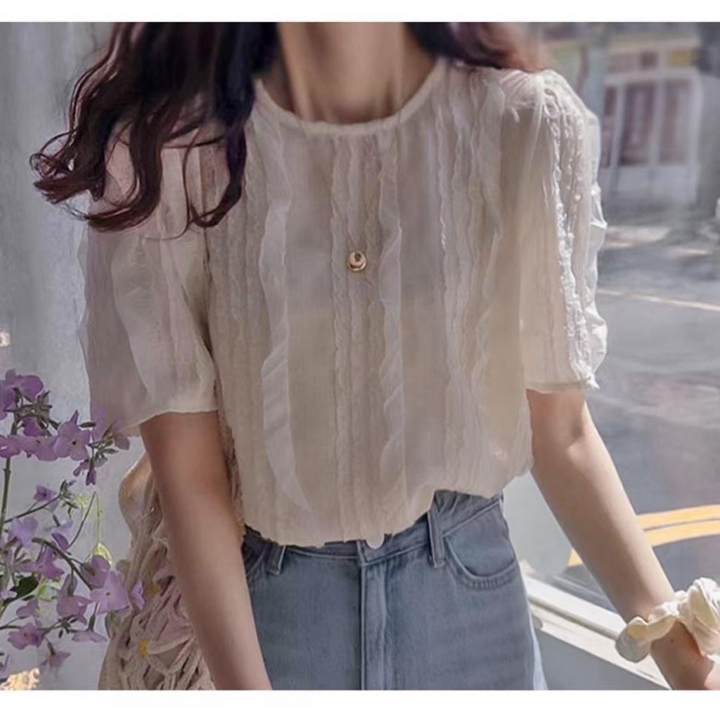 🇰🇷Chloe C. 韓國東大門服飾🇰🇷 Nana J 正韓波浪紋圓領短袖上衣