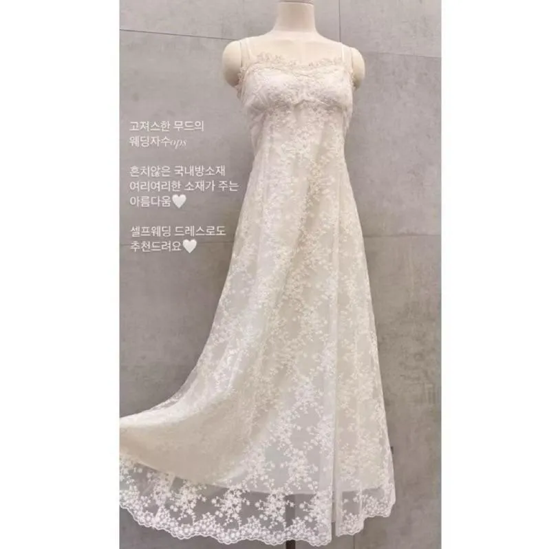 🇰🇷Chloe C. 韓國東大門服飾🇰🇷 Masterpiece 正韓重工蕾絲細肩婚紗款洋裝