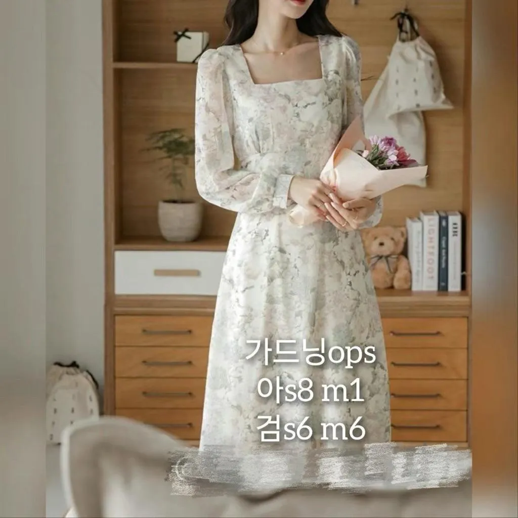 🇰🇷Chloe C. 韓國東大門服飾🇰🇷  eeyou ［斷貨出清款］正韓拼接碎花雪紡長袖長洋裝