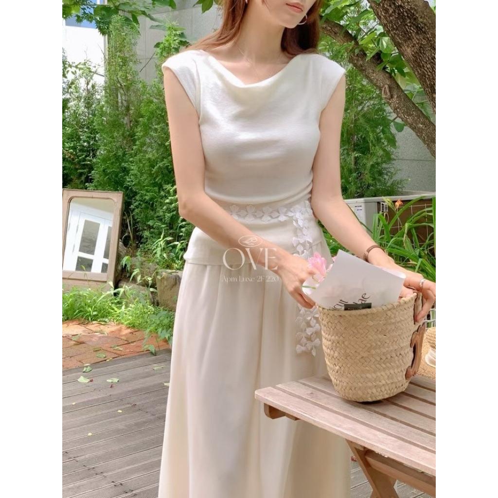 🇰🇷Chloe C. 韓國東大門服飾🇰🇷  OVE 正韓無袖碎花綁帶薄紗長洋裝套裝.休閒日常穿搭