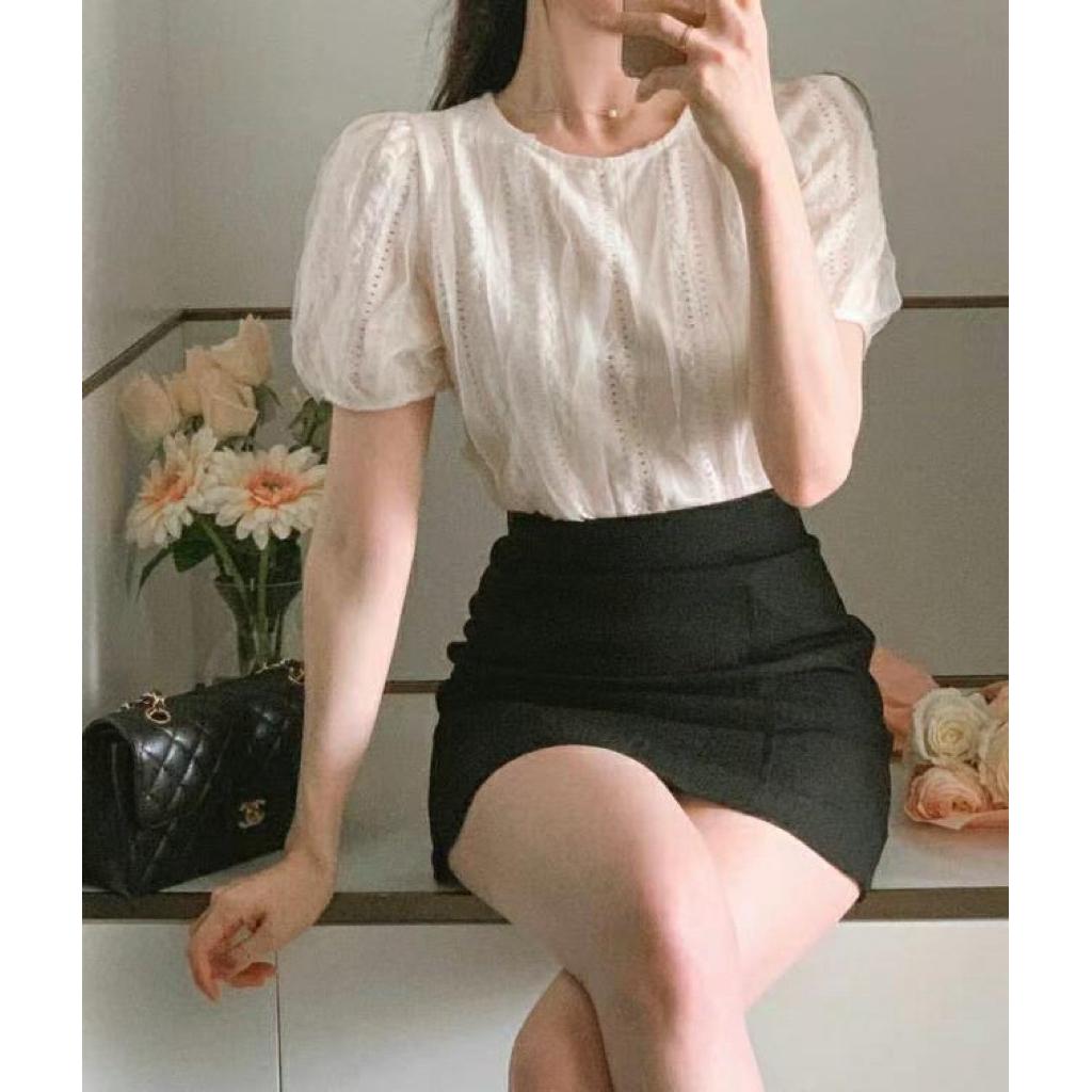 🇰🇷Chloe C. 韓國東大門服飾🇰🇷  nature.b 正韓波浪紋束口圓領短袖上衣