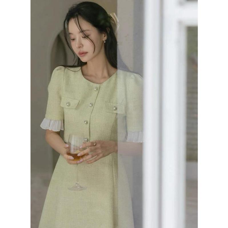 🇰🇷Chloe C. 韓國東大門服飾🇰🇷 And by L 正韓小香風假兩件式圓領五分袖洋裝