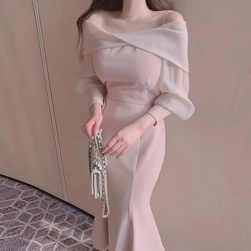 🇰🇷Chloe C. 韓國東大門服飾🇰🇷  eeyou 正韓拼接透紗後綁帶魚尾長洋裝.婚禮宴會.約會春酒