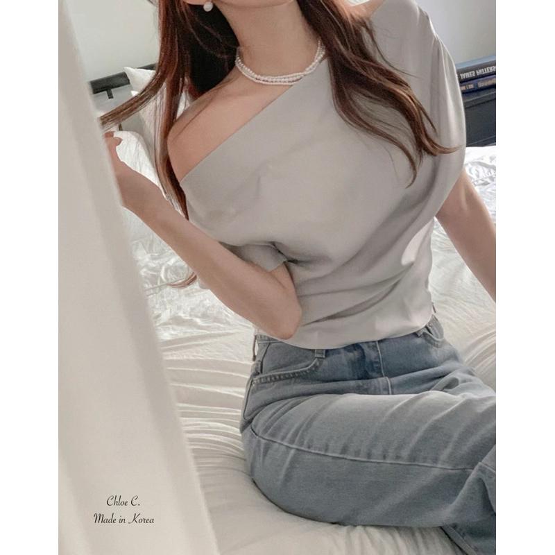 🇰🇷Chloe C. 韓國東大門服飾🇰🇷 Pink pumpkin 正韓一字領縮口設計上衣