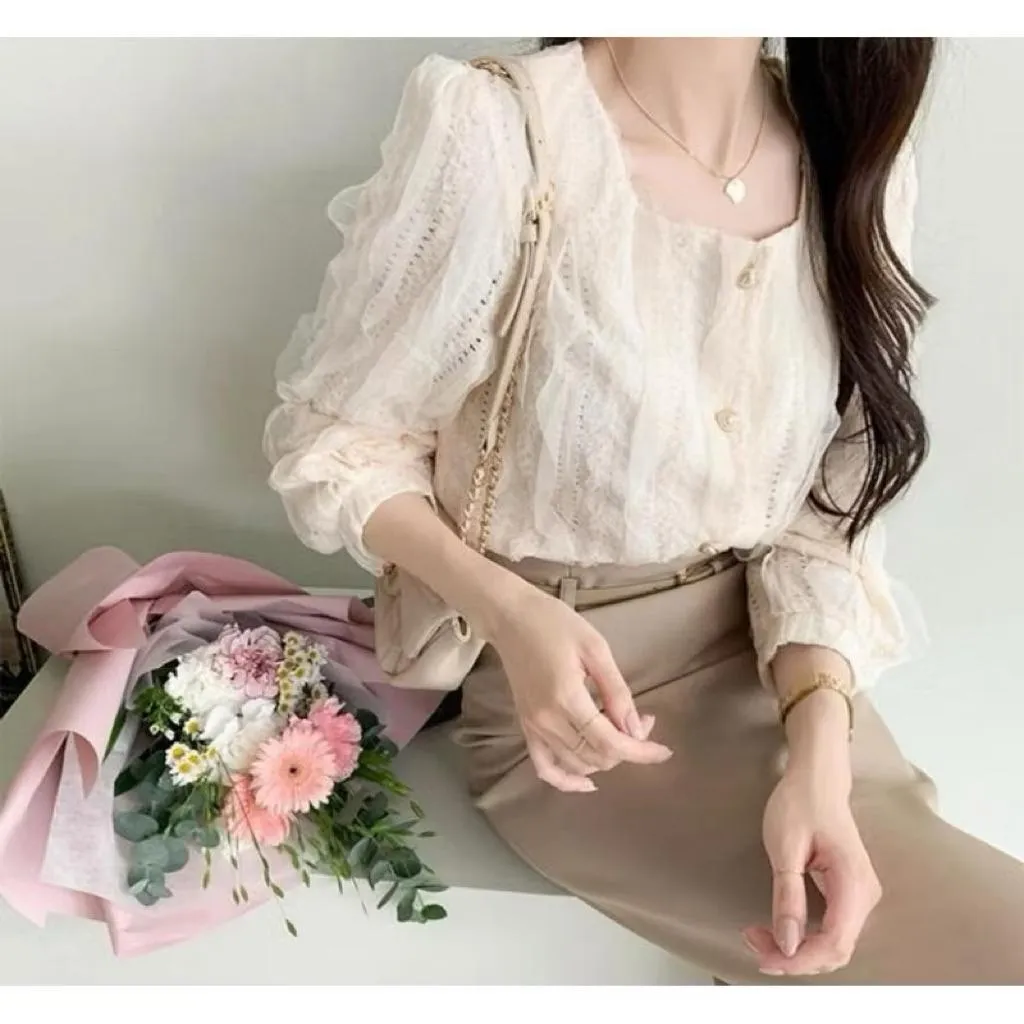 🇰🇷Chloe C. 韓國東大門服飾🇰🇷  nature.b 正韓波浪紋排扣方領長袖上衣