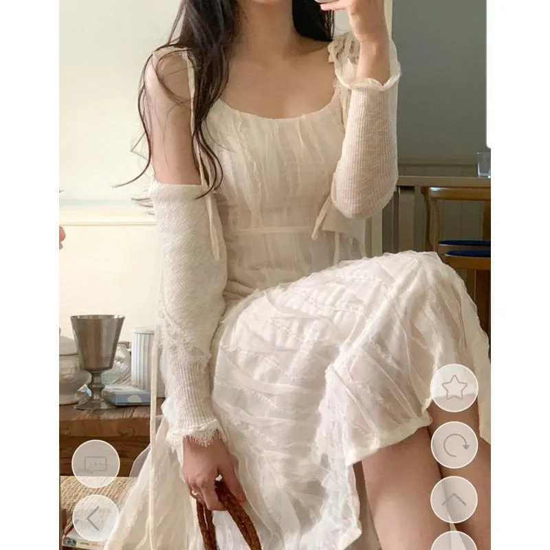 🇰🇷Chloe C. 韓國東大門服飾🇰🇷  mello ［熱銷款🏆］正韓直鬚波紋細肩可調綁帶洋裝