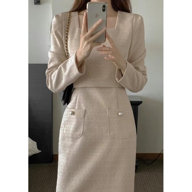 🇰🇷Chloe C. 韓國東大門服飾🇰🇷  eeyou 正韓方領小香風長袖長版連身裙
