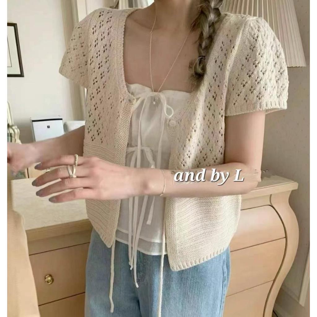 🇰🇷Chloe C. 韓國東大門服飾🇰🇷  And by L 正韓短袖前綁帶針織外套