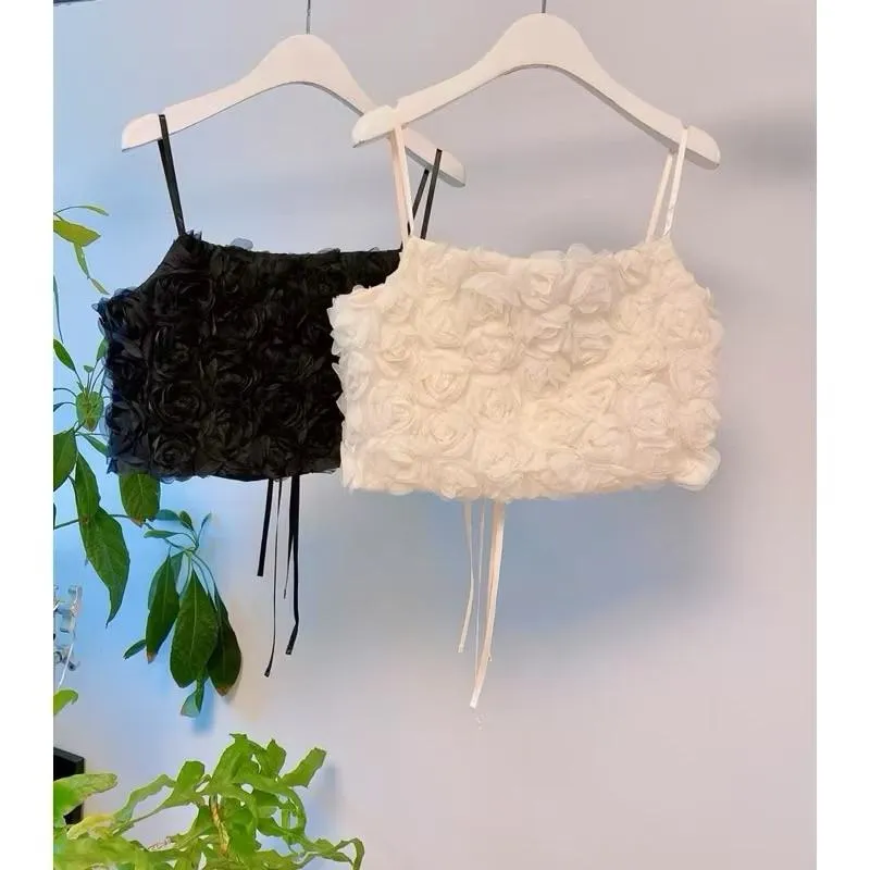 🇰🇷Chloe C. 韓國東大門服飾🇰🇷  Letailor正韓玫瑰繡花緞帶綁帶細肩背心