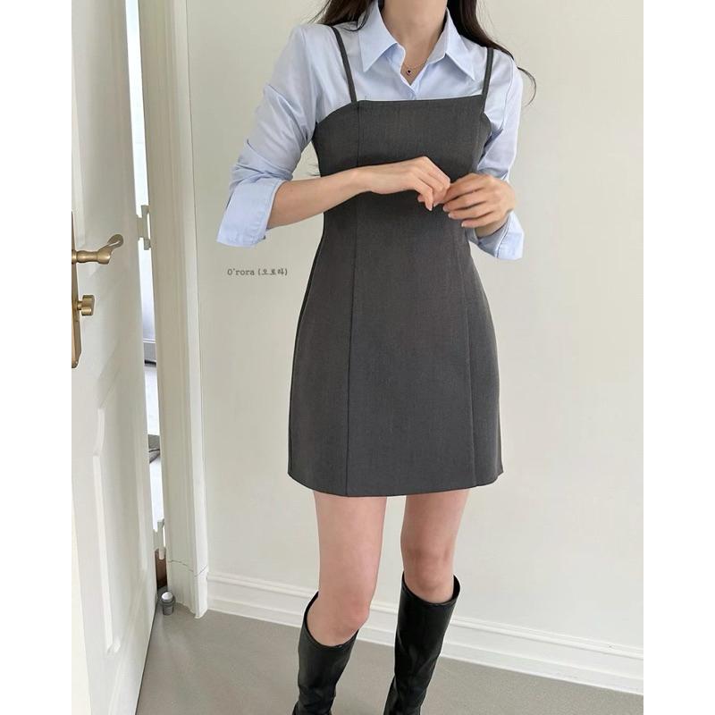 🇰🇷Chloe C. 韓國東大門服飾🇰🇷 O’rora 正韓細肩不對稱吊帶裙