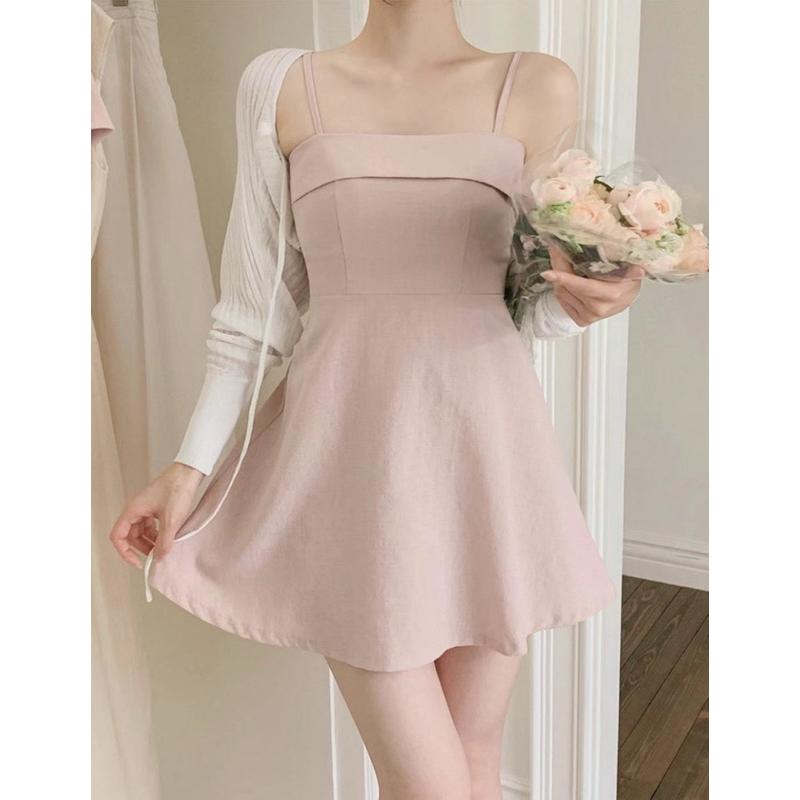 🇰🇷Chloe C. 韓國東大門服飾🇰🇷  O’rora 正韓細肩可調式反摺平口洋裝