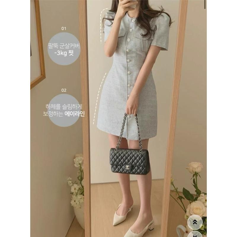 🇰🇷Chloe C. 韓國東大門服飾🇰🇷  Refill 正韓排扣束腰連身短裙