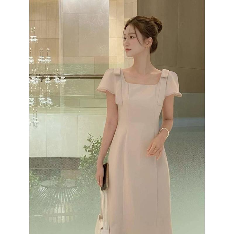 🇰🇷Chloe C. 韓國東大門服飾🇰🇷  eeyou 正韓肩綁帶短袖後拉鍊式洋裝.宴會禮服款
