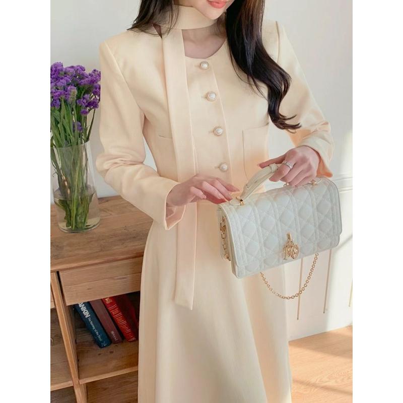 🇰🇷Chloe C. 韓國東大門服飾🇰🇷 eeyou 正韓小香風領巾兩層紗長裙外套套裝