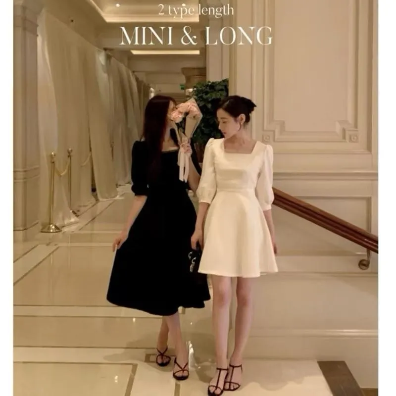 🇰🇷Chloe C. 韓國東大門服飾🇰🇷eeyou 正韓拼接雪紡紡紗後綁帶七分袖洋裝.登記結婚.婚禮禮服.約會宴會