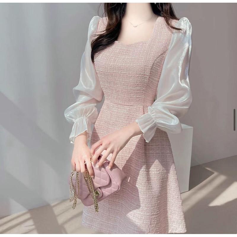 🇰🇷Chloe C. 韓國東大門服飾🇰🇷  ［斷貨售完不補🏆］ Refill 正韓小香風雪紡公主袖禮服洋裝.宴會婚禮洋裝