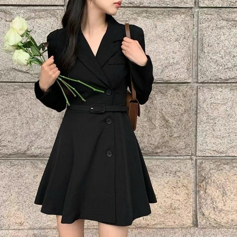 🇰🇷Chloe C. 韓國東大門服飾🇰🇷  eeyou 正韓西裝風長袖皮帶連身裙