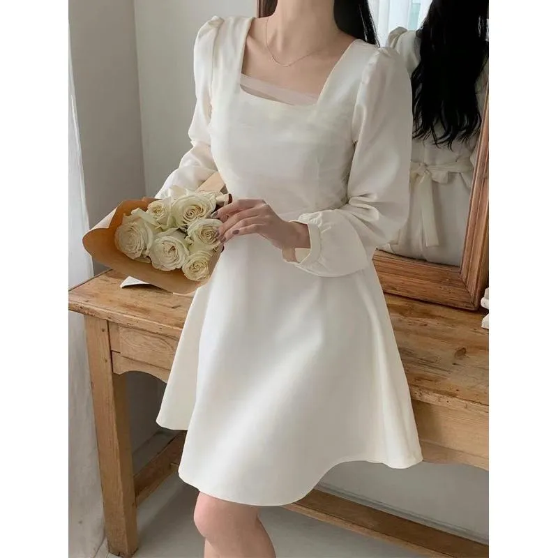 🇰🇷Chloe C. 韓國東大門服飾🇰🇷 eeyou [熱銷款🏆］正韓拼接雪紡紡紗後綁帶洋裝.登記結婚.婚禮禮服.約會款