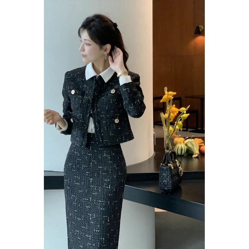 🇰🇷Chloe C. 韓國東大門服飾🇰🇷  eeyou 正韓毛邊小香風長裙套裝
