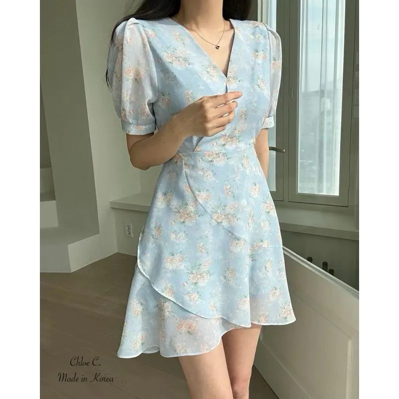 🇰🇷Chloe C. 韓國東大門服飾🇰🇷 O’rora ［特價出清款］正韓V領碎花朵顯瘦洋裝.宴會婚禮