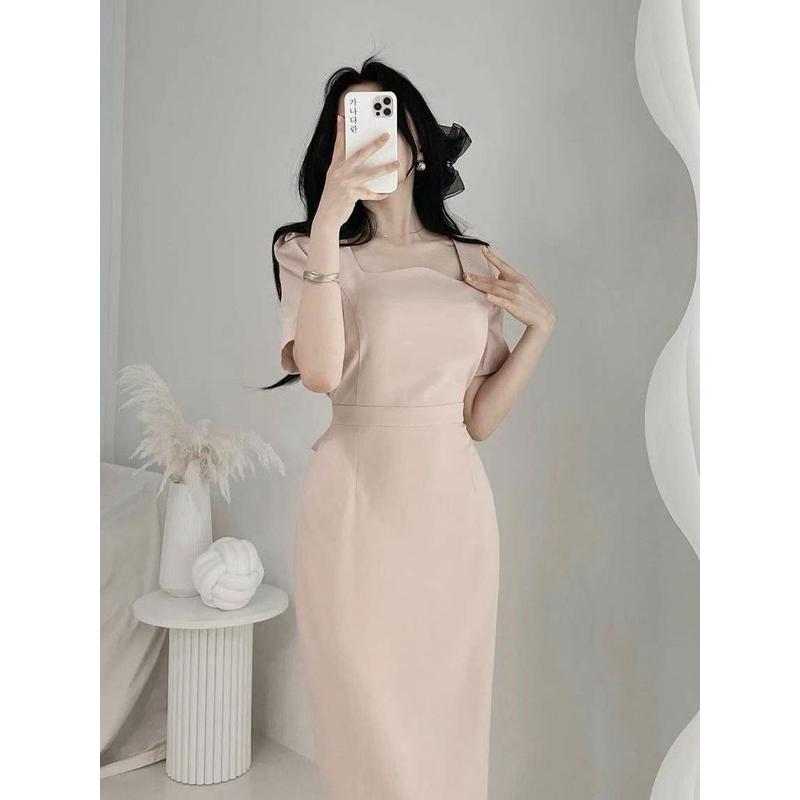 🇰🇷Chloe C. 韓國東大門服飾🇰🇷 eeyou 正韓束腰短袖修身顯瘦連身長裙