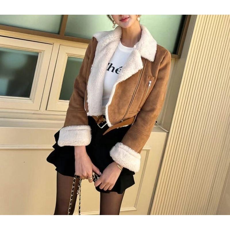 🇰🇷Chloe C. 韓國東大門服飾🇰🇷  eeyou 正韓毛絨高領皮帶短版外套