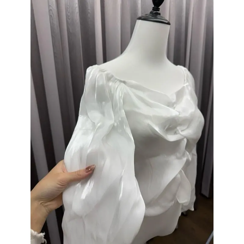 🇰🇷Chloe C. 韓國東大門服飾🇰🇷  eeyou［特價出清品］正韓雪紡透紗伸縮一字領上衣