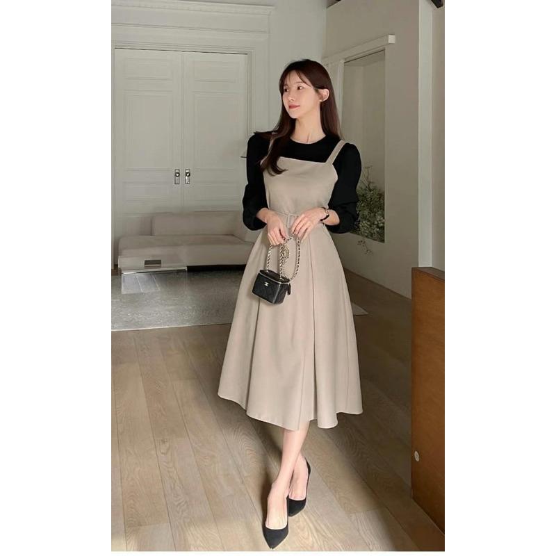 🇰🇷Chloe C. 韓國東大門服飾🇰🇷  And by L 正韓肩帶無袖腰帶長洋裝