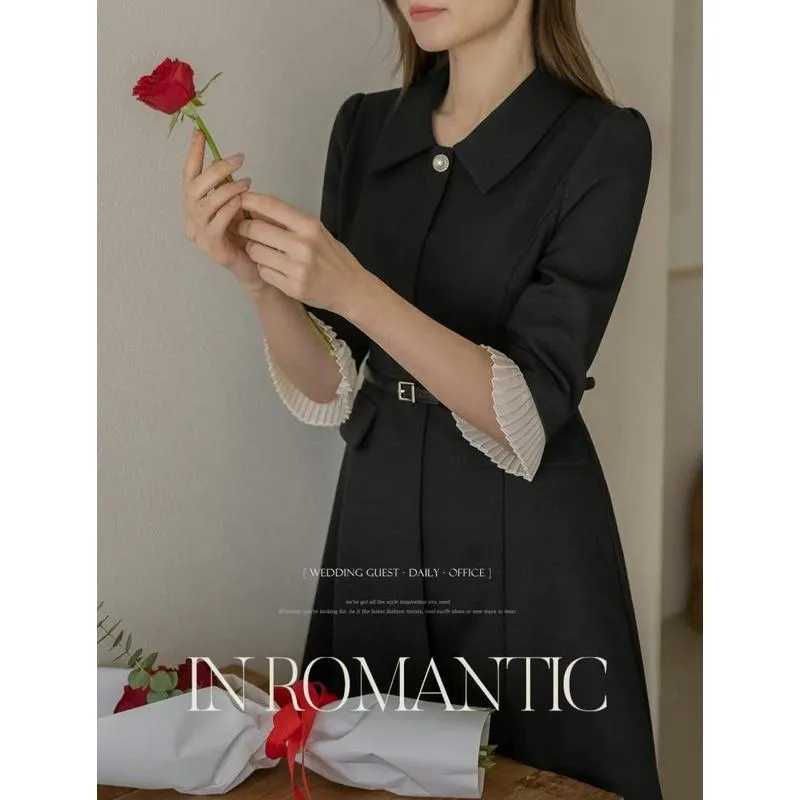 🇰🇷Chloe C. 韓國東大門服飾🇰🇷 And by L 正韓高貴立領七分袖洋裝.典禮氣質款