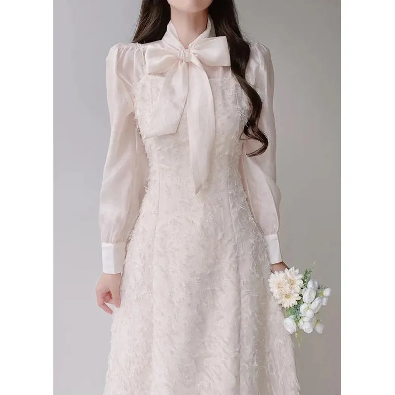 🇰🇷Chloe C. 韓國東大門服飾🇰🇷 mello 正韓毛編織繡設計款細肩長洋裝.婚禮典禮.約會仙女款