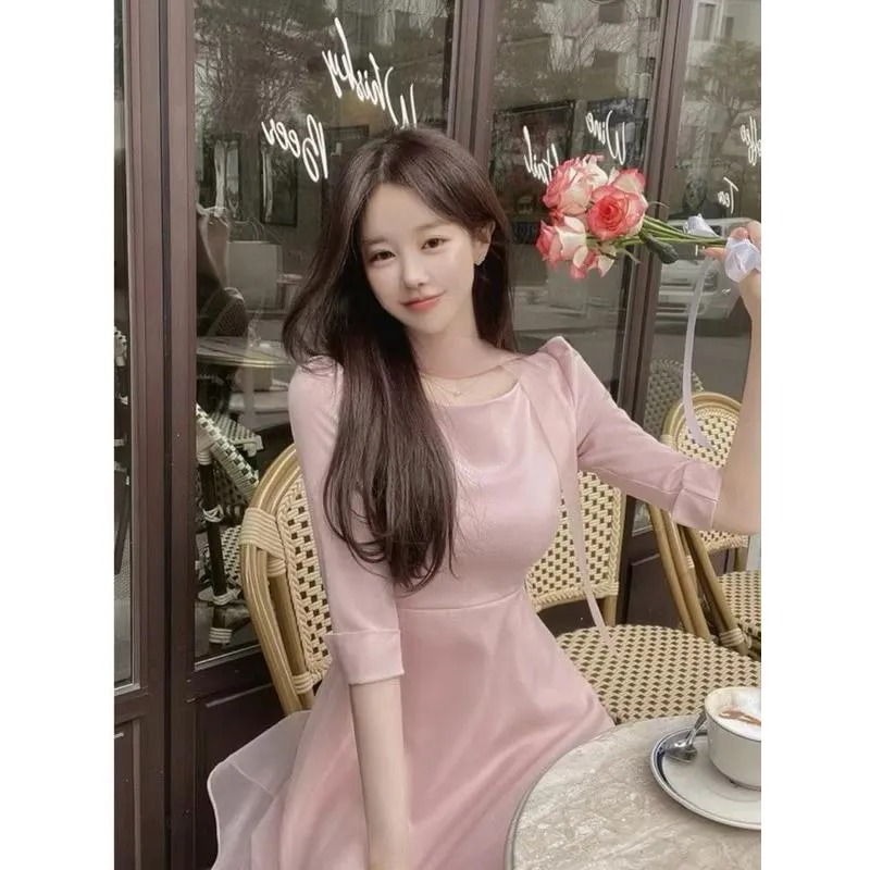🇰🇷Chloe C. 韓國東大門服飾🇰🇷  eeyou 正韓兩層式薄紗繞頸綁帶洋裝.婚禮禮服.約會宴會