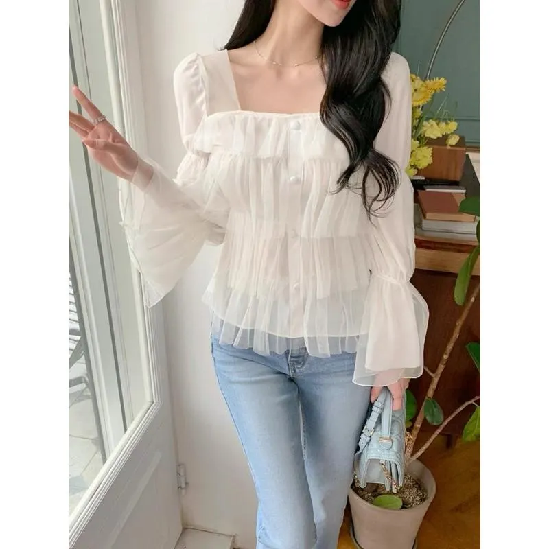 🇰🇷Chloe C. 韓國東大門服飾🇰🇷  eeyou 正韓紡紗層次感後綁帶上衣