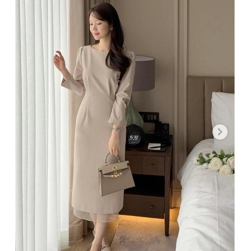 🇰🇷Chloe C. 韓國東大門服飾🇰🇷 on-ni 正韓圓領後開叉裙底薄紗洋裝