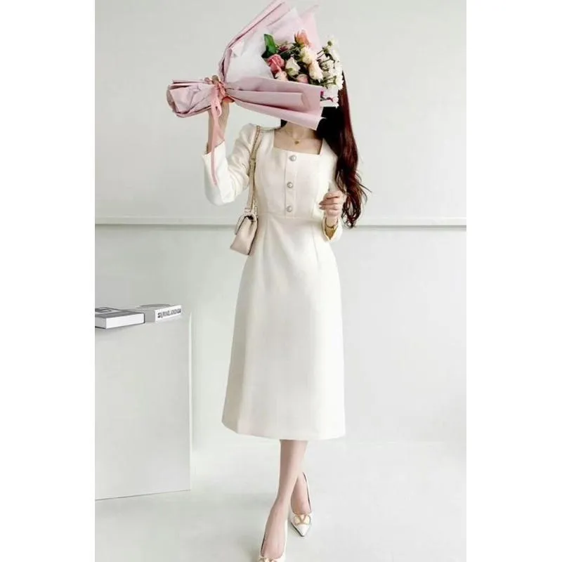🇰🇷Chloe C. 韓國東大門服飾🇰🇷  eeyou 正韓小香風束腰長袖長洋裝.婚禮登記.宴會典禮