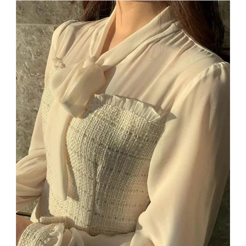 🇰🇷Chloe C. 韓國東大門服飾🇰🇷  Refill 正韓拼接紡紗繞頸綁帶短洋裝.約會仙女款