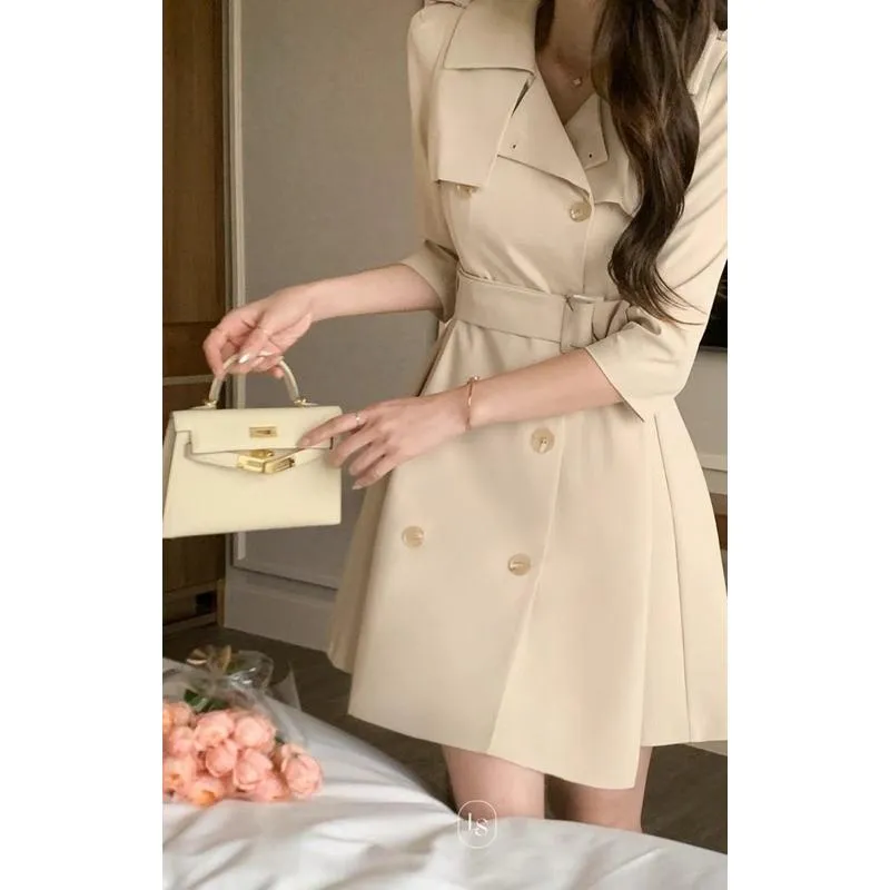 🇰🇷Chloe C. 韓國東大門服飾🇰🇷 eryou 正韓束腰帶七分袖西裝連身裙