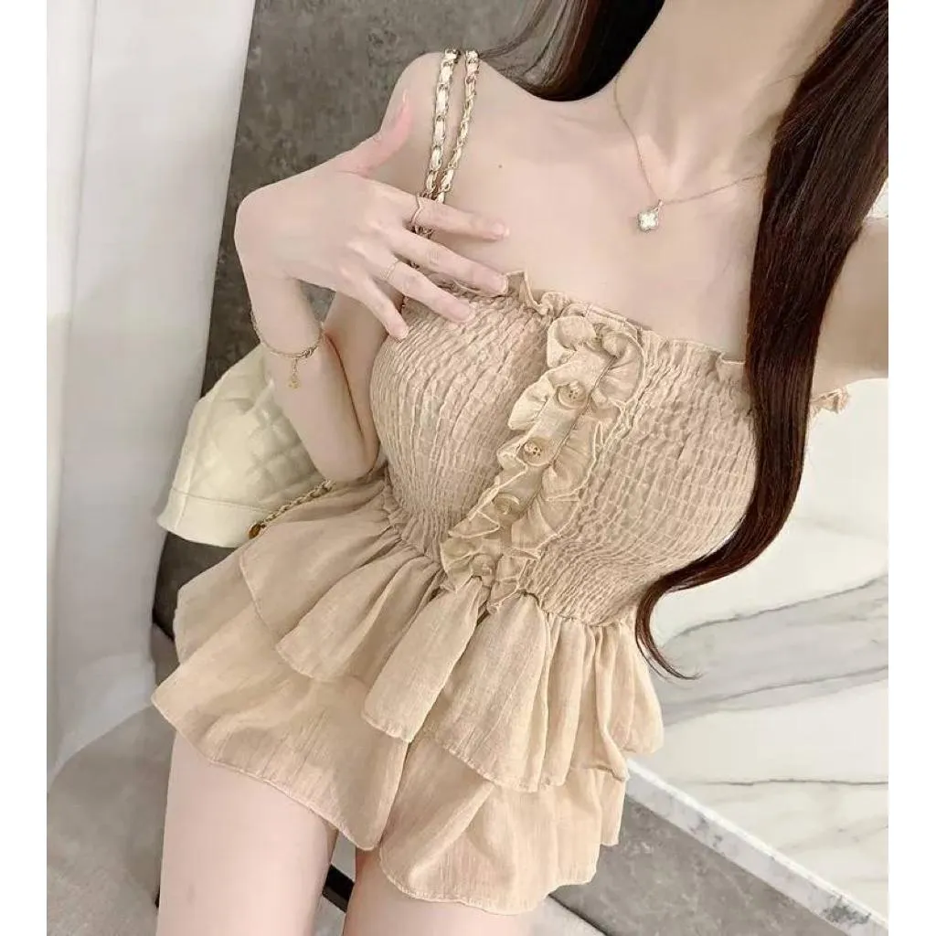 🇰🇷Chloe C. 韓國東大門服飾🇰🇷  heeshop 正韓平口抓皺蛋糕衣擺上衣